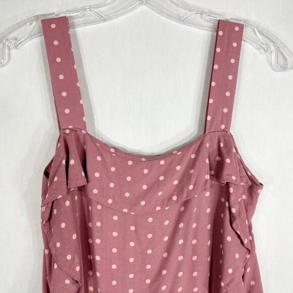 Matilda Jane XS Tank Top ruffled Polka Dot Pink Sleeveless Ryan Smocked 1607 - Picture 3 of 7